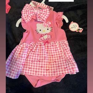 Hello Kitty Pink Checkered Kids Dress